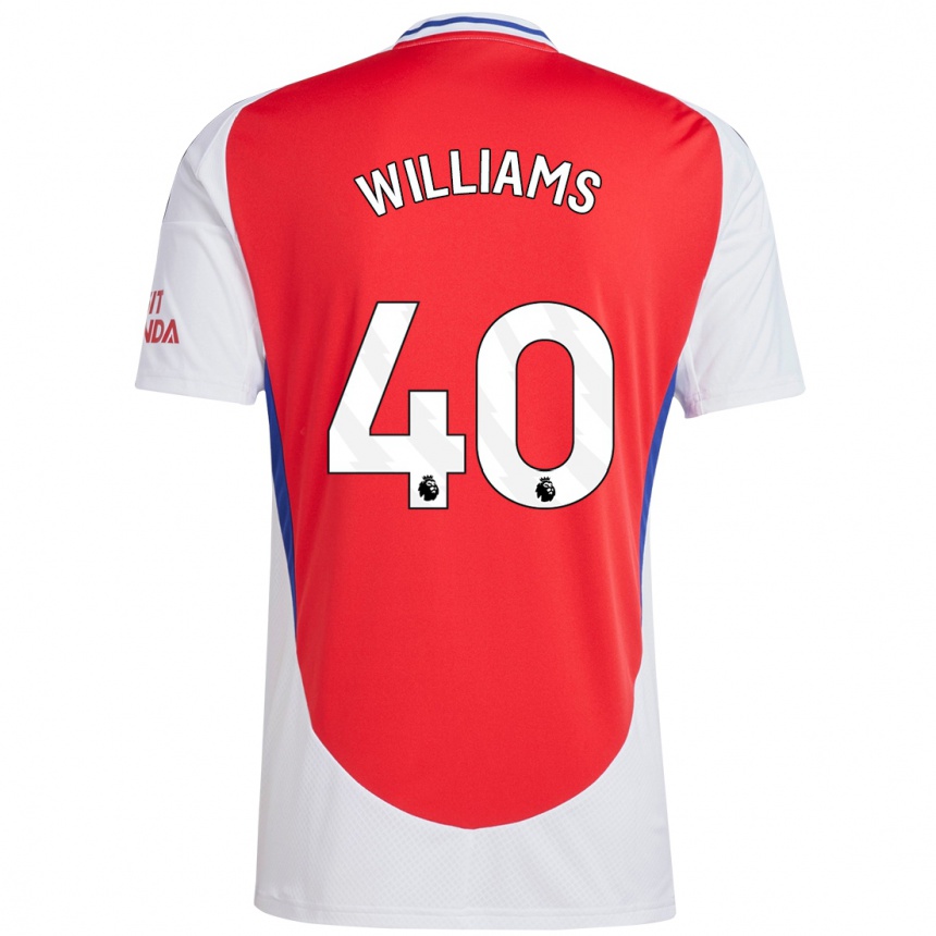 Men Football Naomi Williams #40 Red White Home Jersey 2024/25 T-Shirt Uk