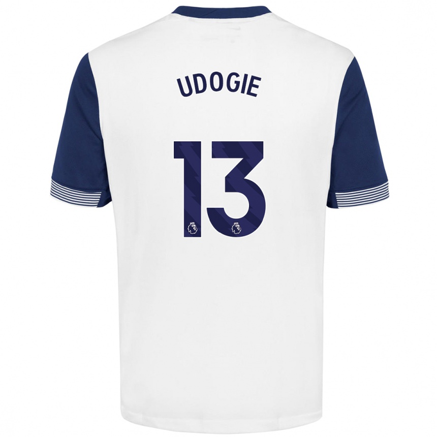 Men Football Destiny Udogie #13 White Blue Home Jersey 2024/25 T-Shirt Uk