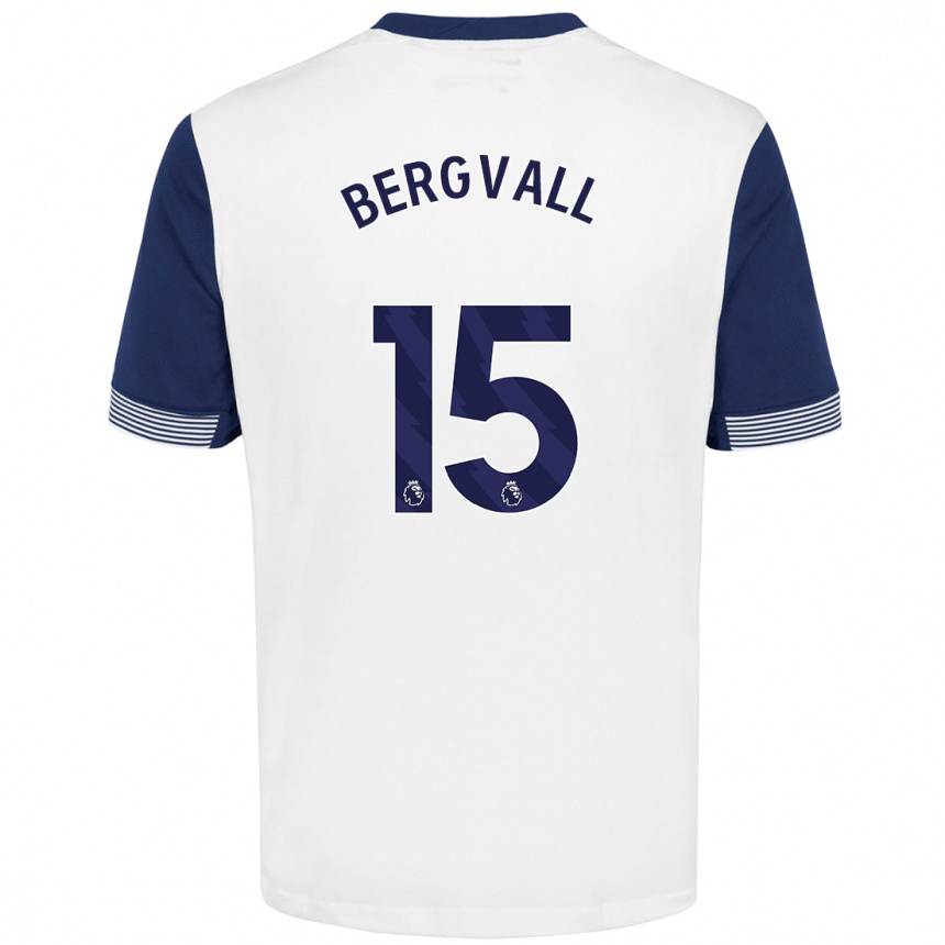 Men Football Lucas Bergvall #15 White Blue Home Jersey 2024/25 T-Shirt Uk