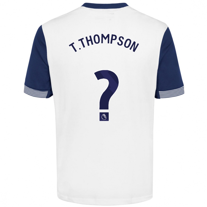 Men Football Tynan Thompson #0 White Blue Home Jersey 2024/25 T-Shirt Uk