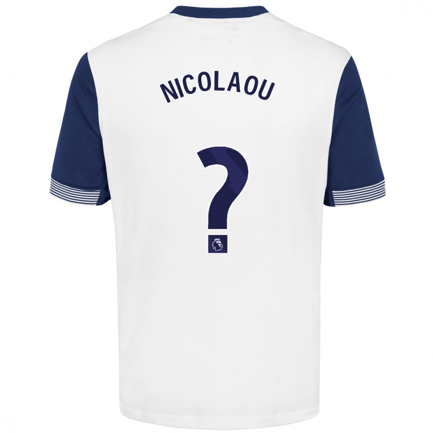 Men Football Shakil Nicolaou #0 White Blue Home Jersey 2024/25 T-Shirt Uk