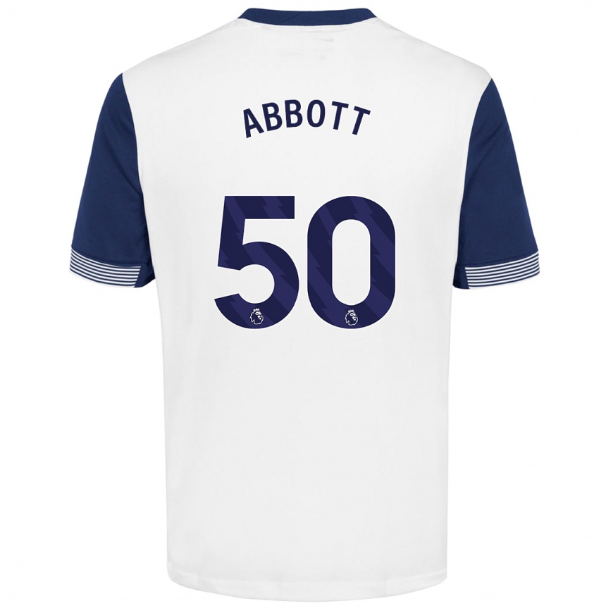 Men Football George Abbott #50 White Blue Home Jersey 2024/25 T-Shirt Uk