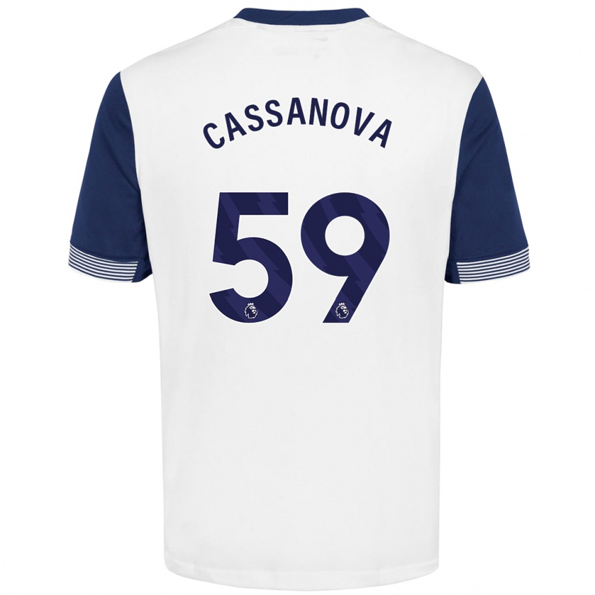 Men Football Dante Cassanova #59 White Blue Home Jersey 2024/25 T-Shirt Uk