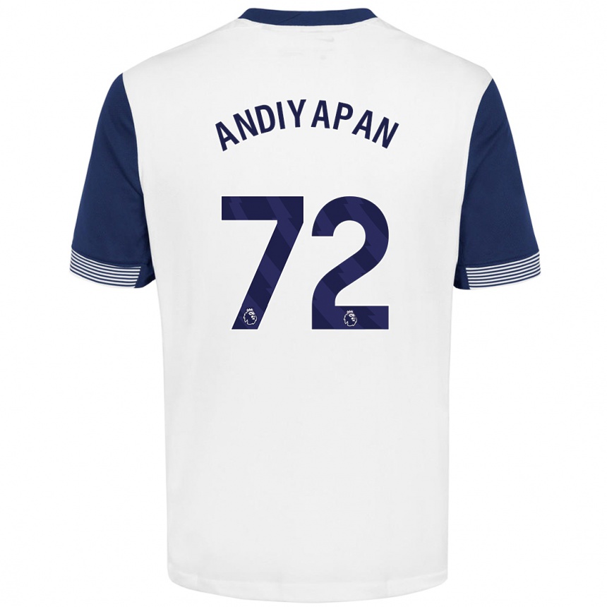 Men Football William Andiyapan #72 White Blue Home Jersey 2024/25 T-Shirt Uk