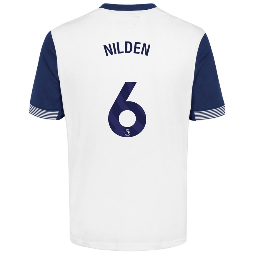 Men Football Amanda Nildén #6 White Blue Home Jersey 2024/25 T-Shirt Uk