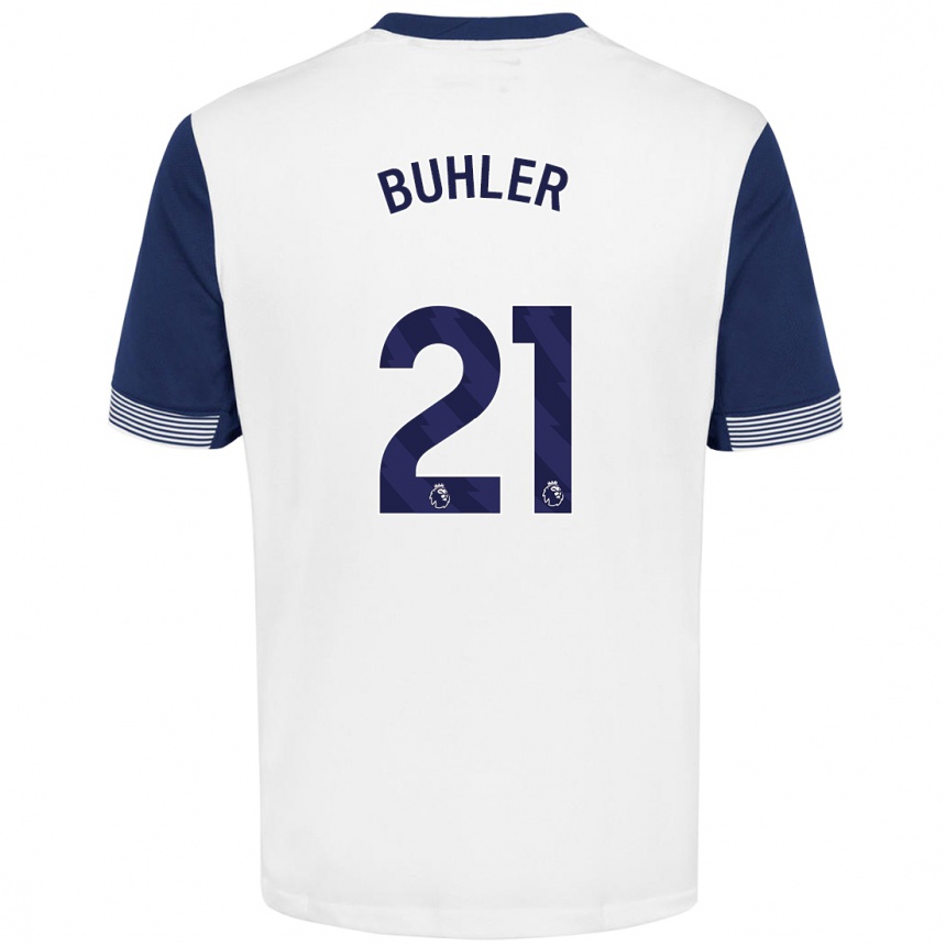 Men Football Luana Bühler #21 White Blue Home Jersey 2024/25 T-Shirt Uk