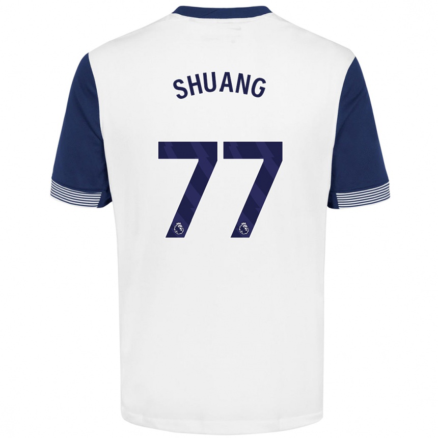 Men Football Wang Shuang #77 White Blue Home Jersey 2024/25 T-Shirt Uk