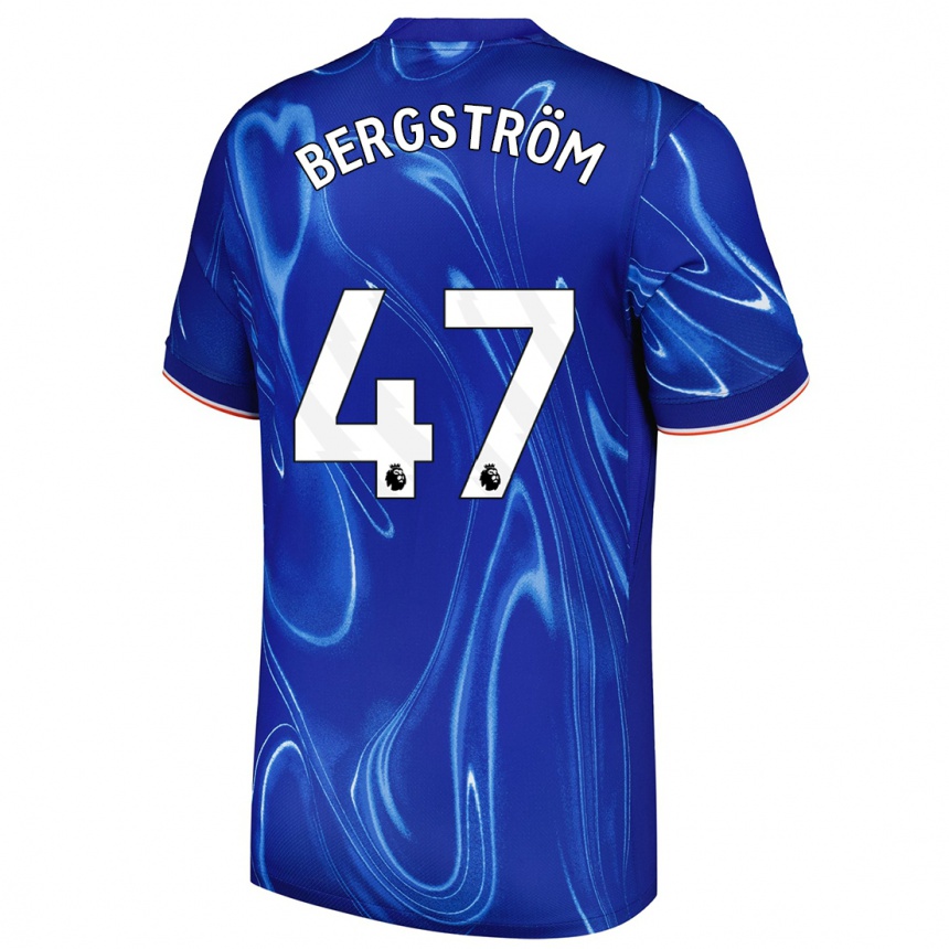 Men Football Lucas Bergström #47 Blue White Home Jersey 2024/25 T-Shirt Uk