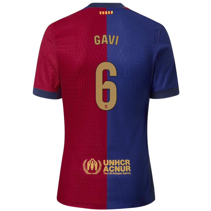 Men Football Gavi #6 Blue Red Home Jersey 2024/25 T-Shirt Uk