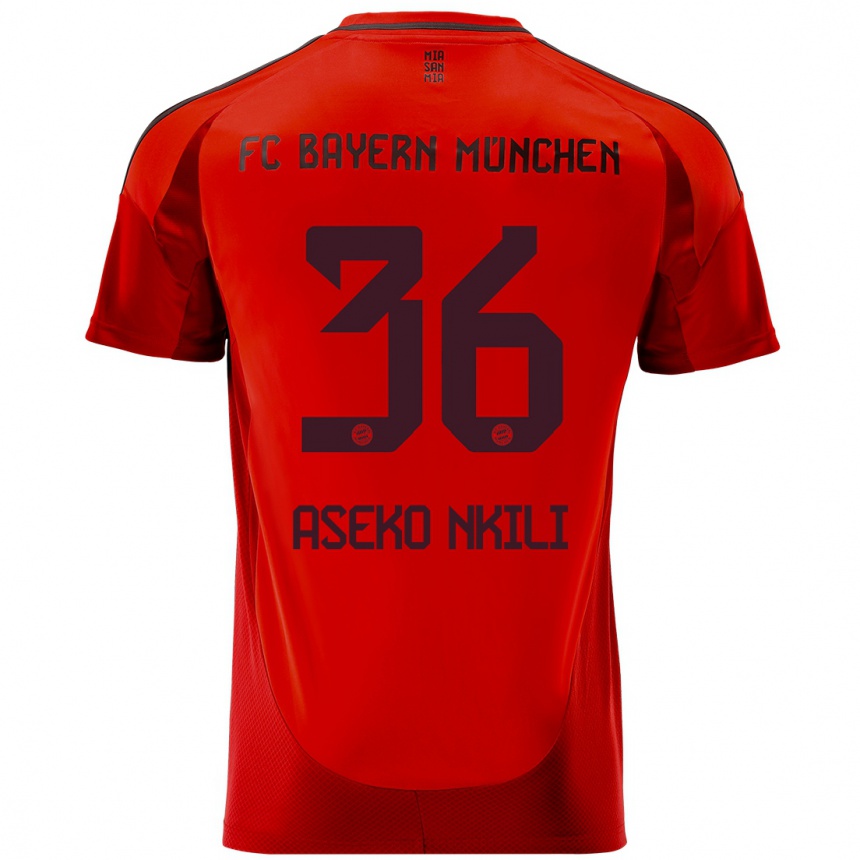 Men Football Noel Aseko Nkili #36 Red Home Jersey 2024/25 T-Shirt Uk