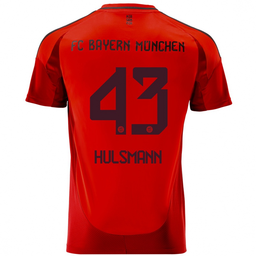 Men Football Tom Hulsmann #43 Red Home Jersey 2024/25 T-Shirt Uk