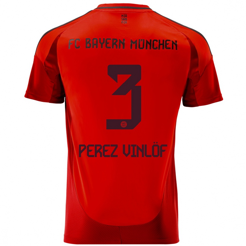 Men Football Matteo Perez Vinlöf #3 Red Home Jersey 2024/25 T-Shirt Uk