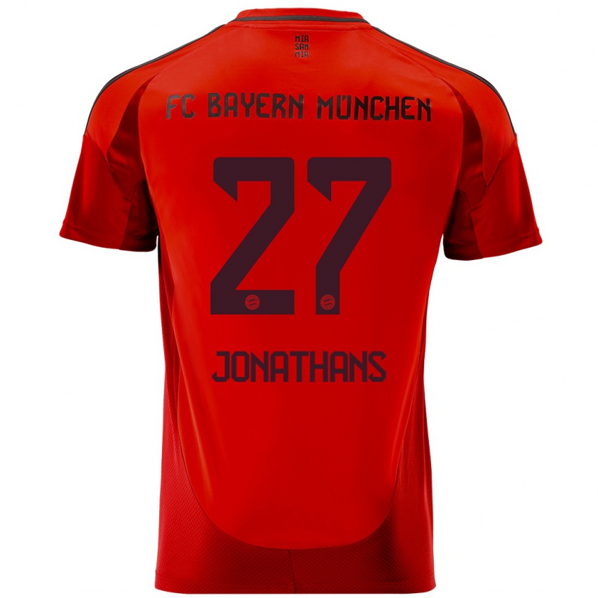 Men Football David Jonathans #27 Red Home Jersey 2024/25 T-Shirt Uk