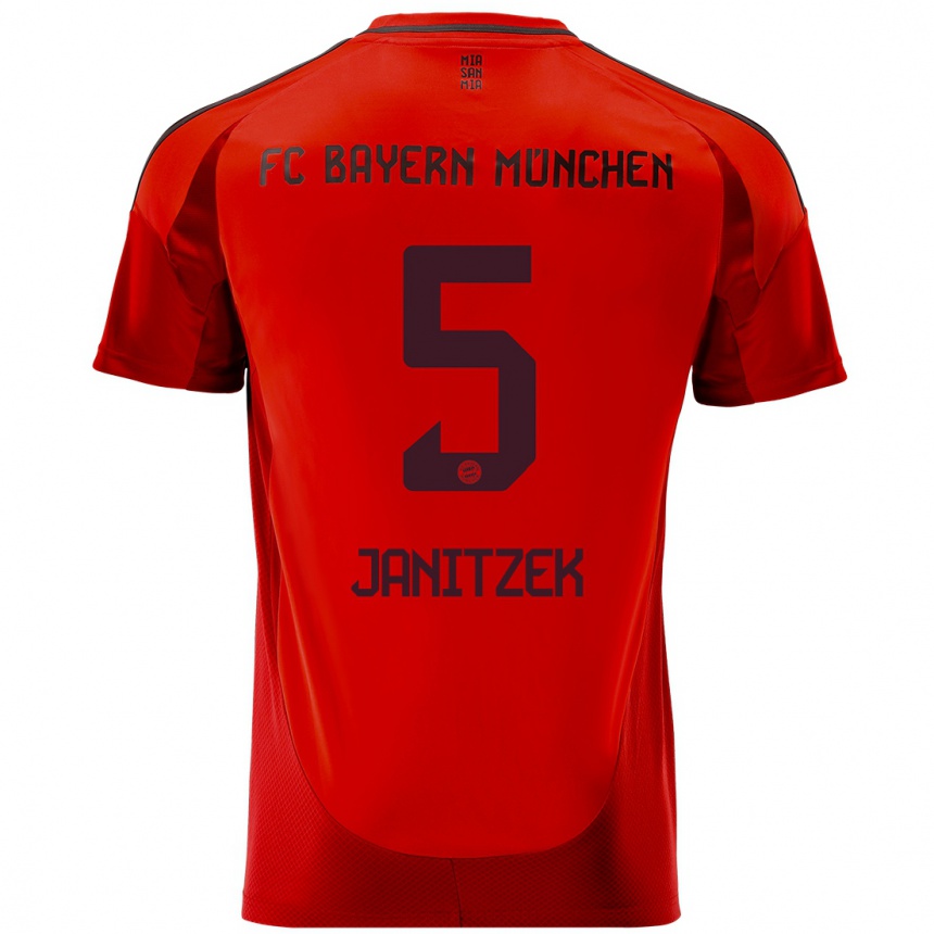 Men Football Justin Janitzek #5 Red Home Jersey 2024/25 T-Shirt Uk