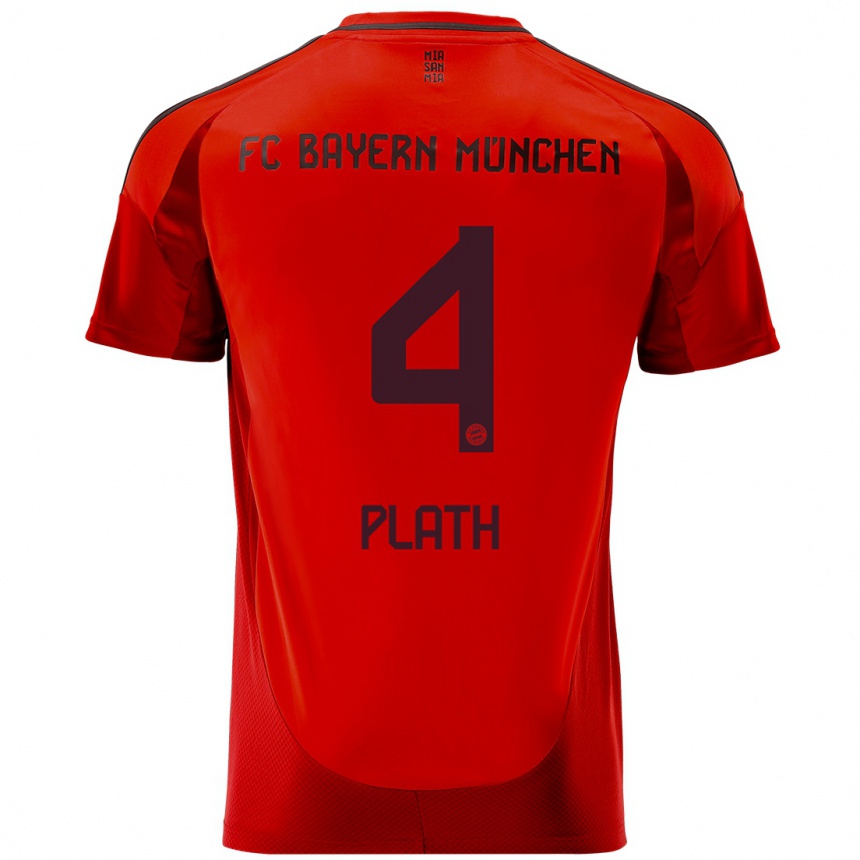 Men Football Max Plath #4 Red Home Jersey 2024/25 T-Shirt Uk