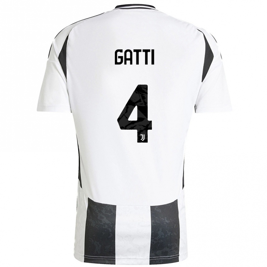 Men Football Federico Gatti #4 White Black Home Jersey 2024/25 T-Shirt Uk