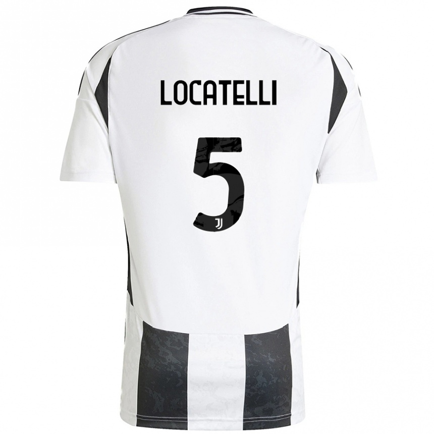 Men Football Manuel Locatelli #5 White Black Home Jersey 2024/25 T-Shirt Uk