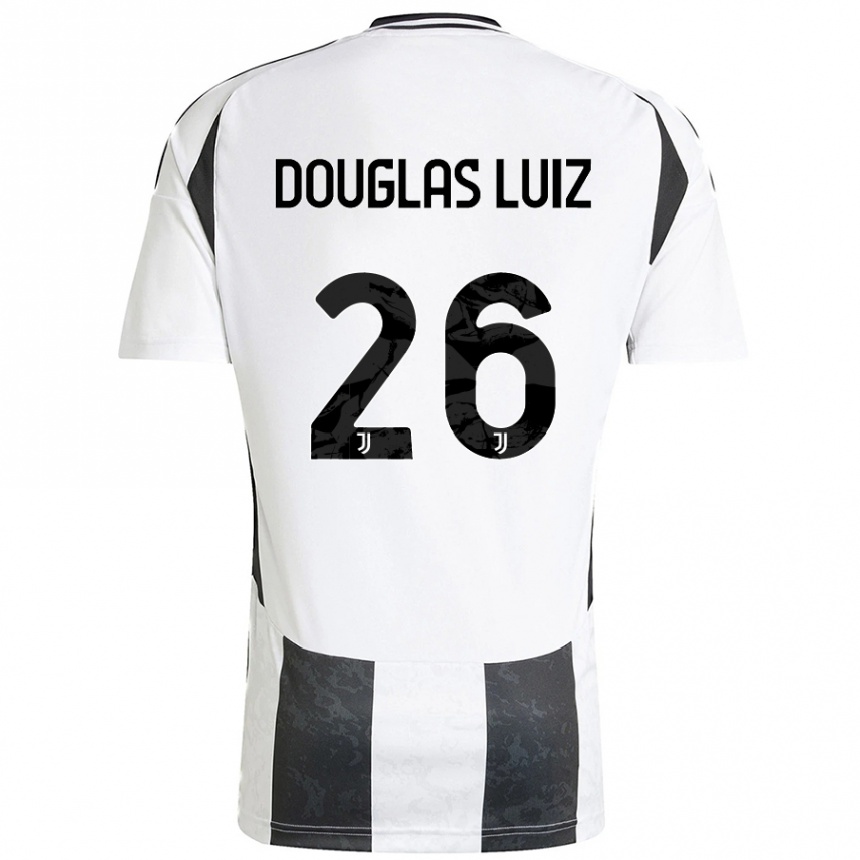 Men Football Douglas Luiz #26 White Black Home Jersey 2024/25 T-Shirt Uk