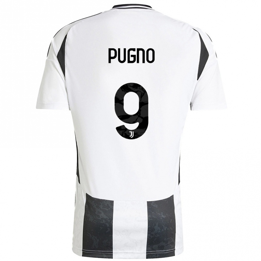 Men Football Diego Pugno #9 White Black Home Jersey 2024/25 T-Shirt Uk