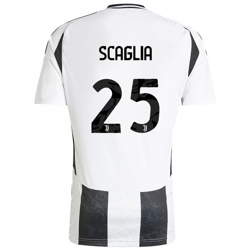 Men Football Simone Scaglia #25 White Black Home Jersey 2024/25 T-Shirt Uk