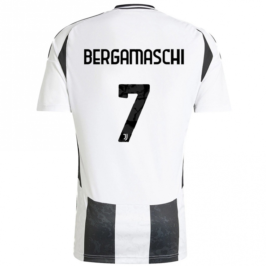 Men Football Valentina Bergamaschi #7 White Black Home Jersey 2024/25 T-Shirt Uk