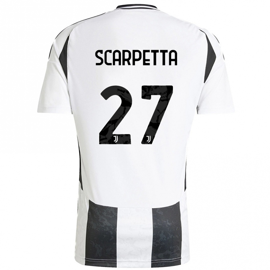 Men Football Jacopo Scarpetta #27 White Black Home Jersey 2024/25 T-Shirt Uk