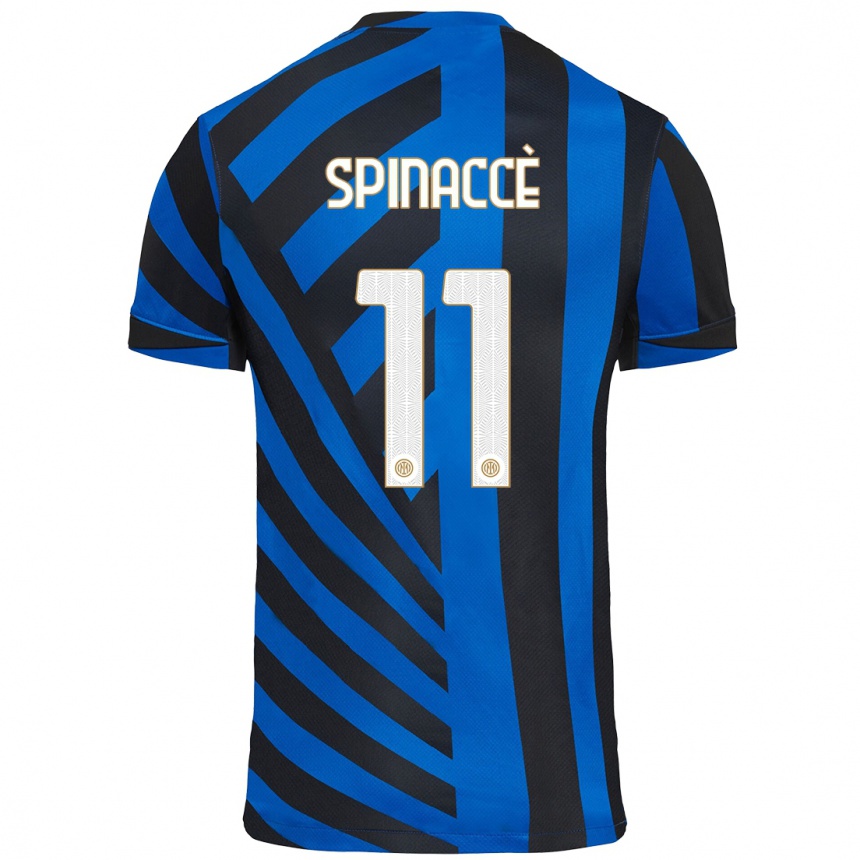 Men Football Matteo Spinaccè #11 Blue Black Home Jersey 2024/25 T-Shirt Uk