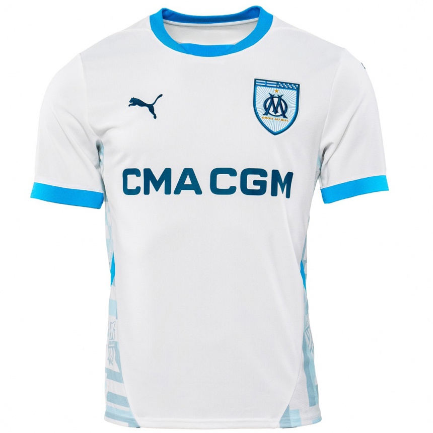 Men Football Valentin Rongier #21 White Sky Blue Home Jersey 2024/25 T-Shirt Uk