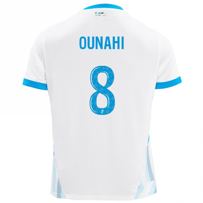 Men Football Azzedine Ounahi #8 White Sky Blue Home Jersey 2024/25 T-Shirt Uk