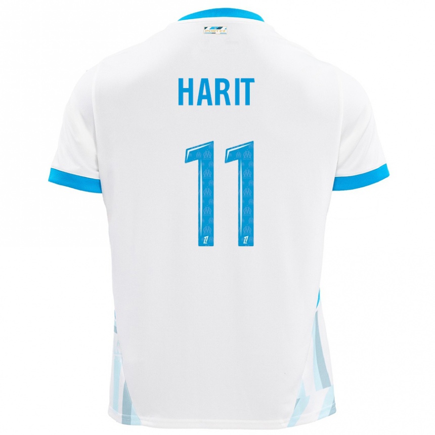 Men Football Amine Harit #11 White Sky Blue Home Jersey 2024/25 T-Shirt Uk