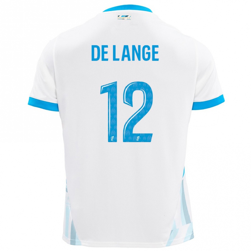 Men Football Jeffrey De Lange #12 White Sky Blue Home Jersey 2024/25 T-Shirt Uk