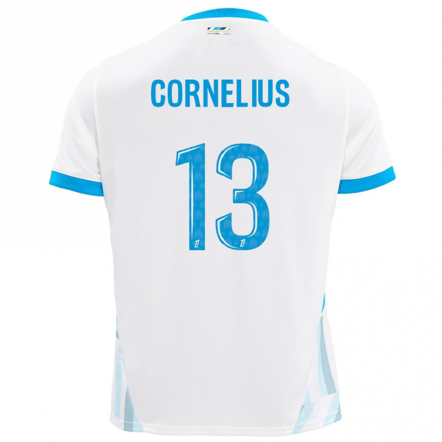 Men Football Derek Cornelius #13 White Sky Blue Home Jersey 2024/25 T-Shirt Uk