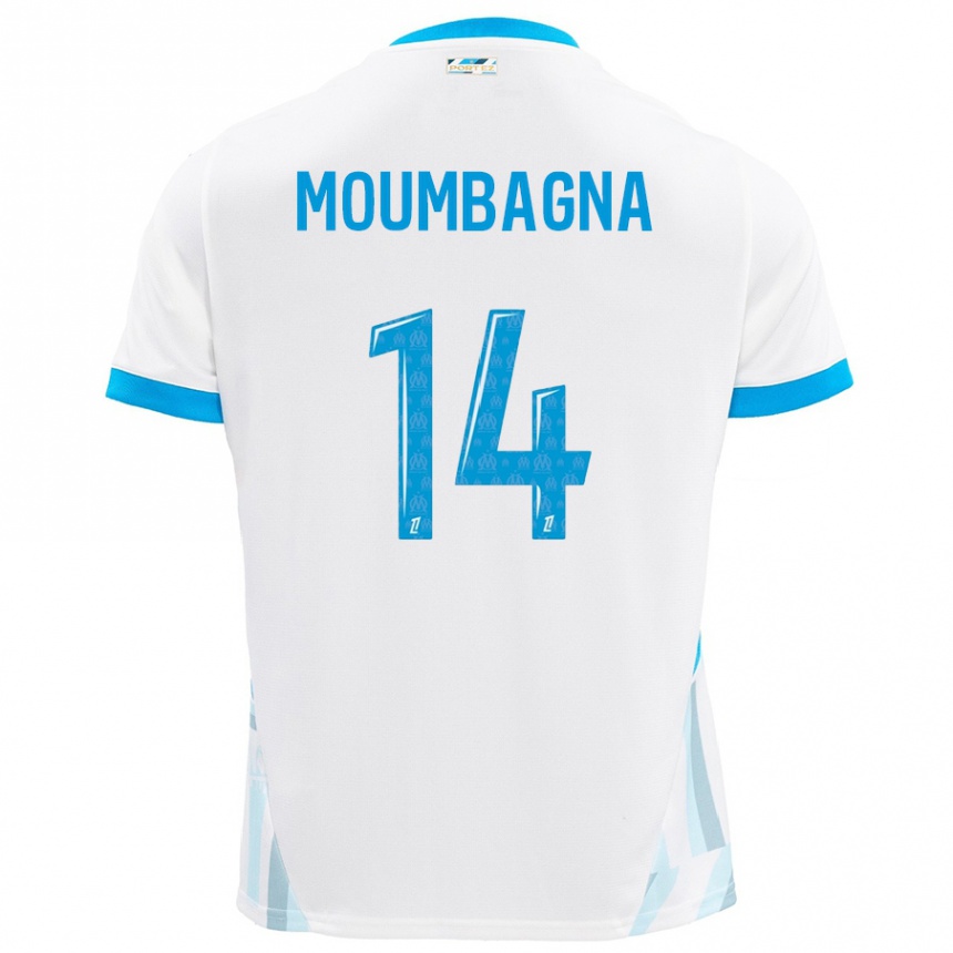 Men Football Faris Moumbagna #14 White Sky Blue Home Jersey 2024/25 T-Shirt Uk