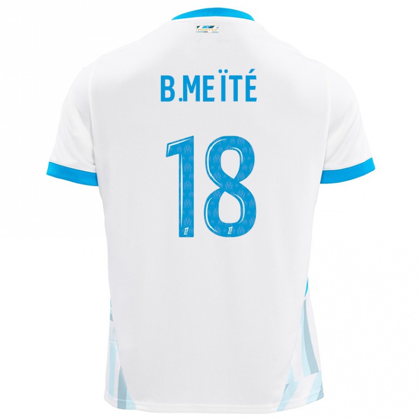 Men Football Bamo Meïté #18 White Sky Blue Home Jersey 2024/25 T-Shirt Uk