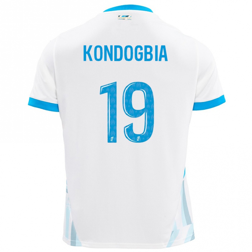 Men Football Geoffrey Kondogbia #19 White Sky Blue Home Jersey 2024/25 T-Shirt Uk