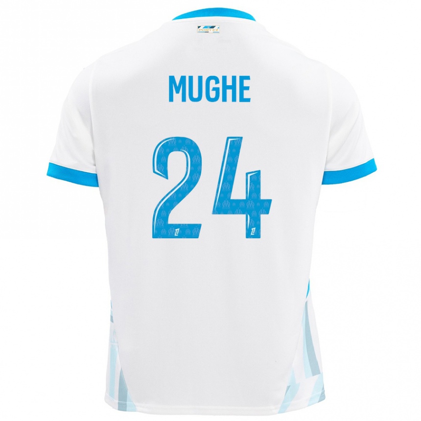 Men Football François Mughe #24 White Sky Blue Home Jersey 2024/25 T-Shirt Uk