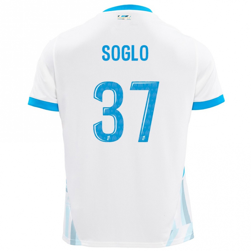 Men Football Emran Soglo #37 White Sky Blue Home Jersey 2024/25 T-Shirt Uk