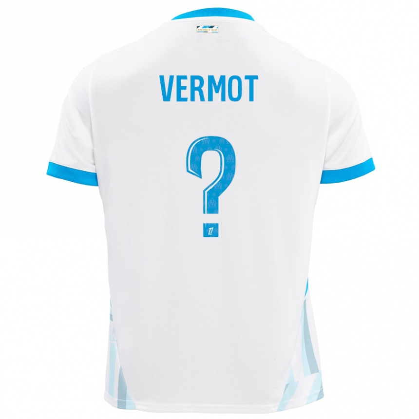 Men Football Théo Vermot #0 White Sky Blue Home Jersey 2024/25 T-Shirt Uk