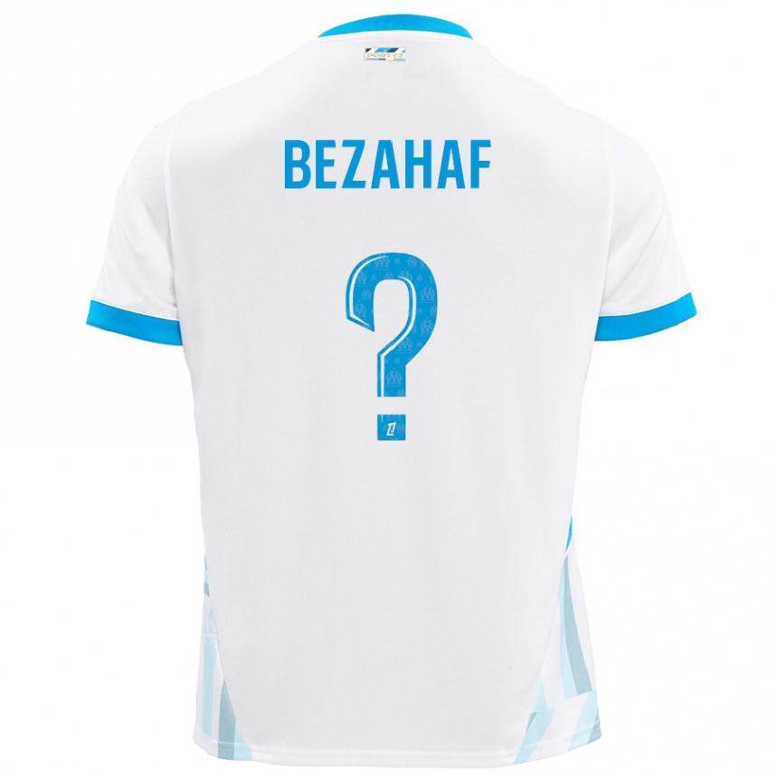 Men Football Kelyann Bezahaf #0 White Sky Blue Home Jersey 2024/25 T-Shirt Uk