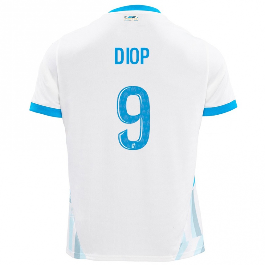 Men Football Mama Diop #9 White Sky Blue Home Jersey 2024/25 T-Shirt Uk