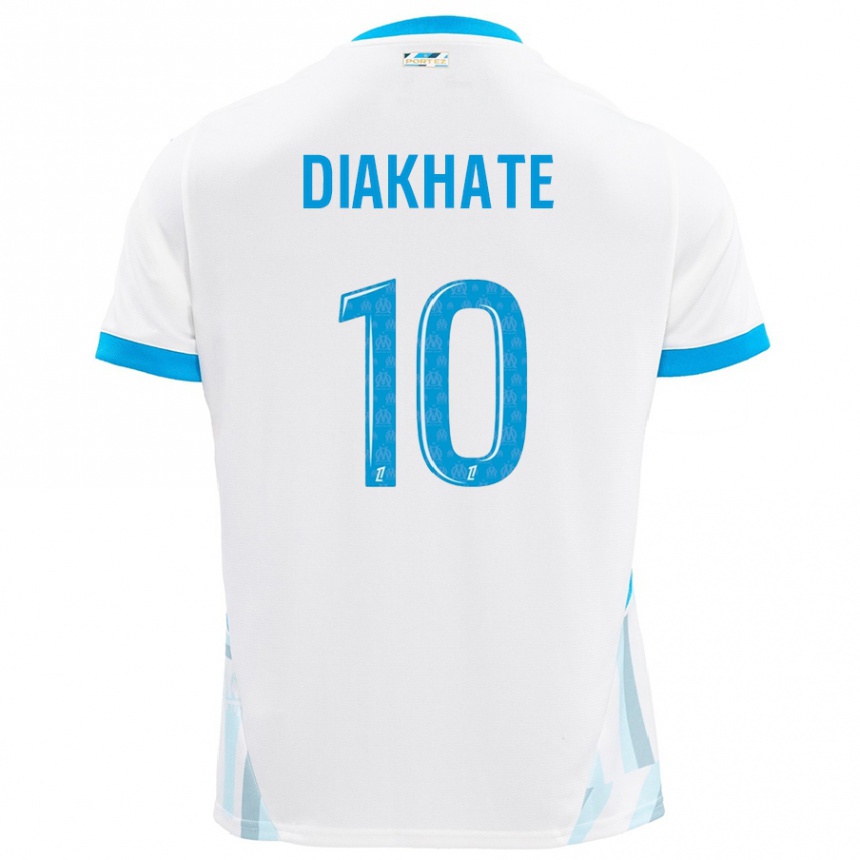 Men Football Ndeye Awa Diakhaté #10 White Sky Blue Home Jersey 2024/25 T-Shirt Uk