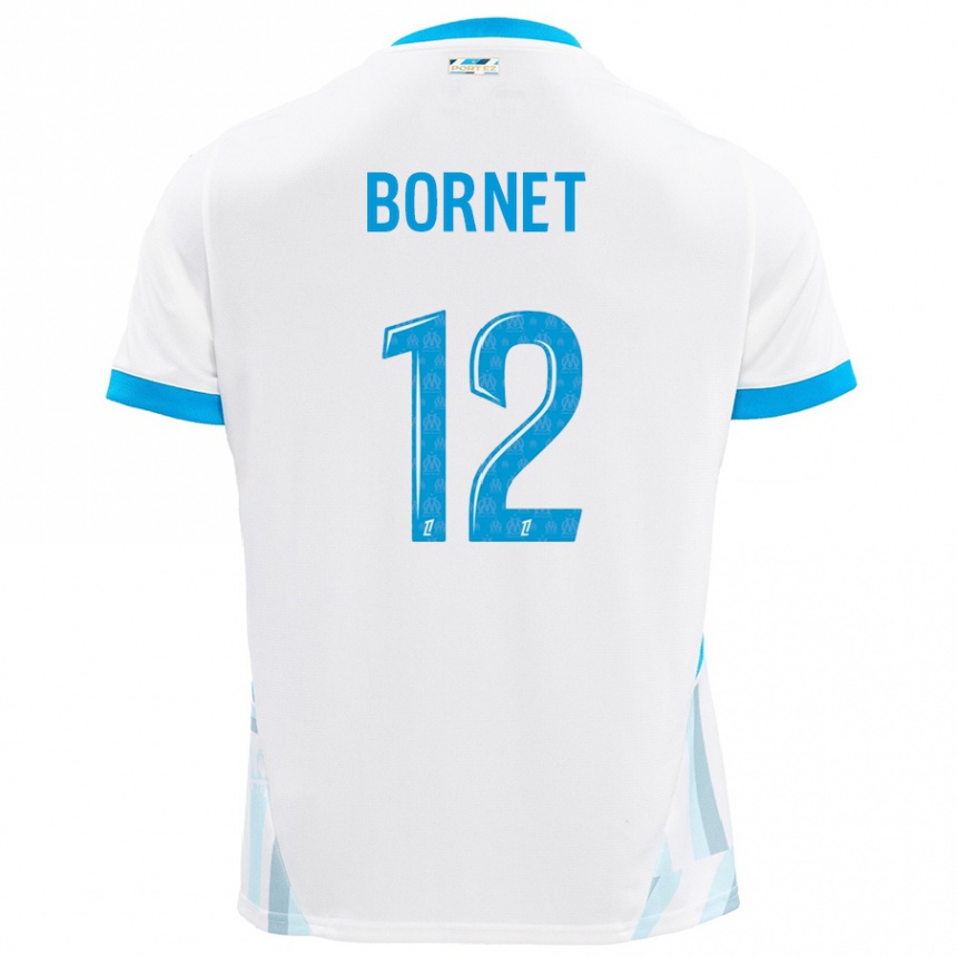 Men Football Camille Bornet #12 White Sky Blue Home Jersey 2024/25 T-Shirt Uk