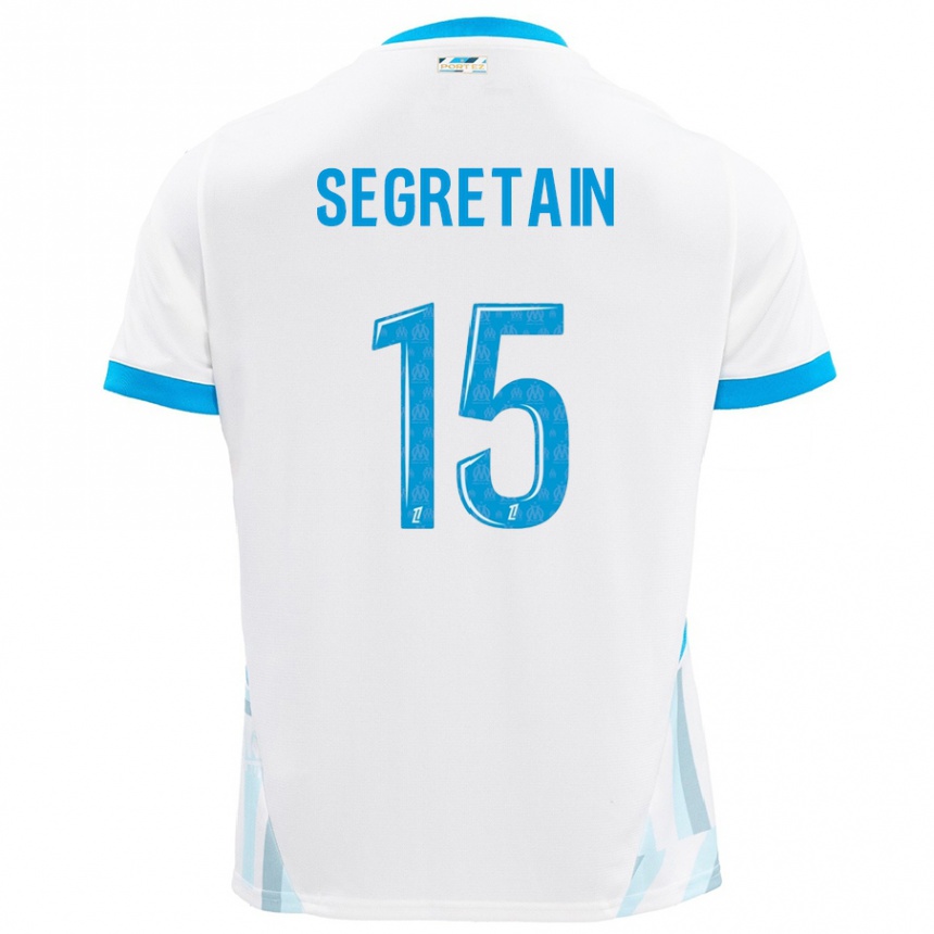 Men Football Julie Ségrétain #15 White Sky Blue Home Jersey 2024/25 T-Shirt Uk