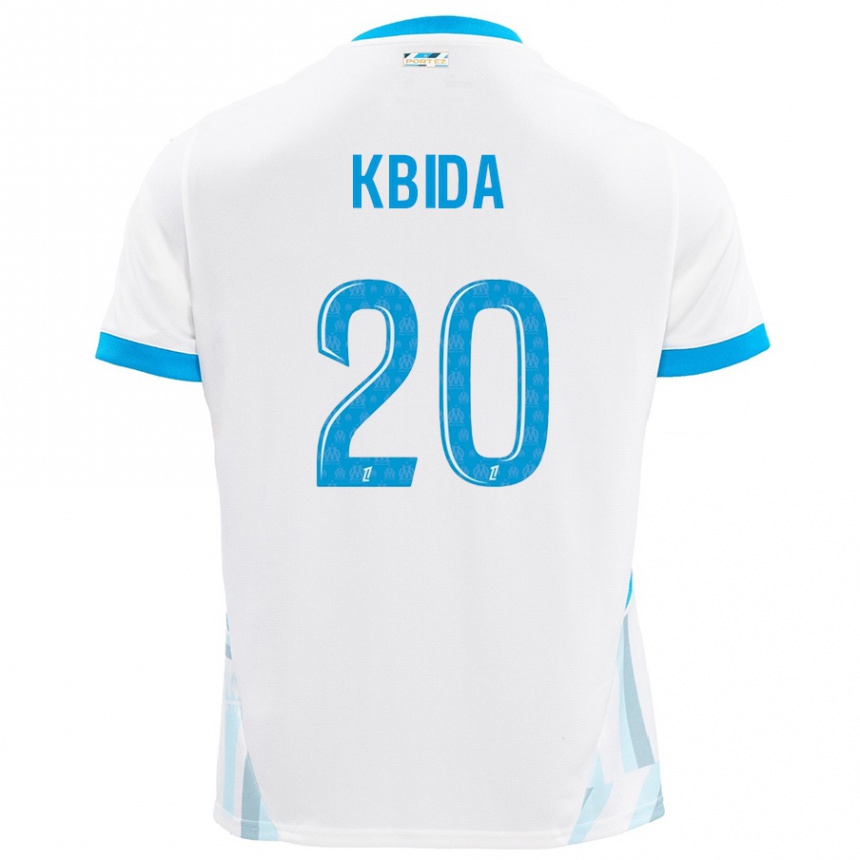 Men Football Inès Kbida #20 White Sky Blue Home Jersey 2024/25 T-Shirt Uk