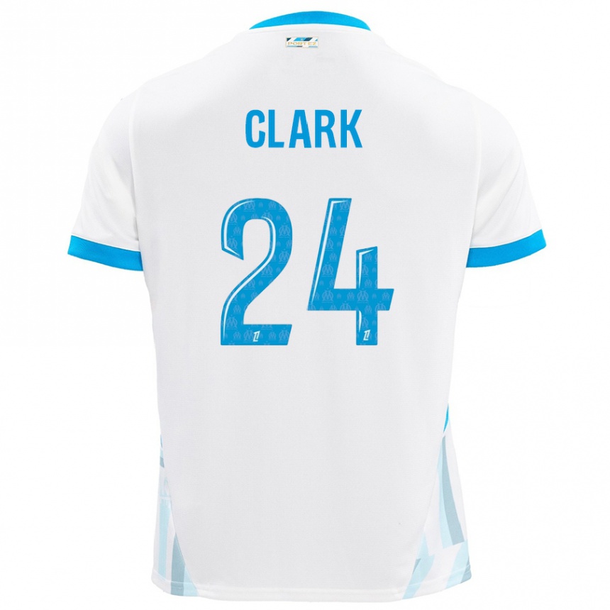 Men Football Ashley Clark #24 White Sky Blue Home Jersey 2024/25 T-Shirt Uk