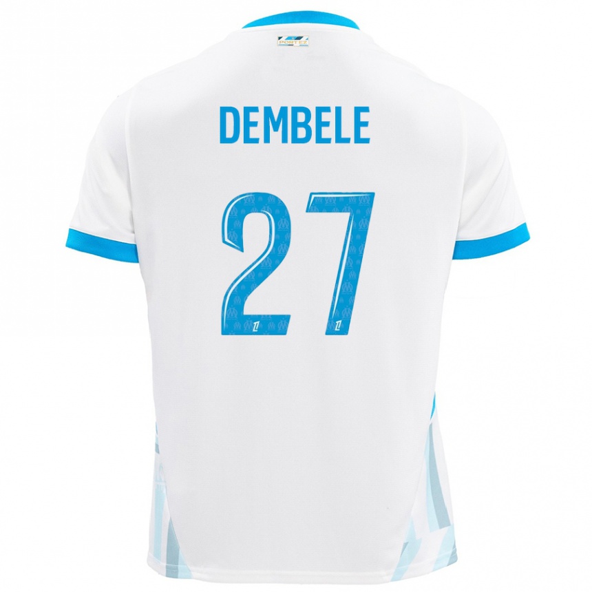 Men Football Coumba Dembélé #27 White Sky Blue Home Jersey 2024/25 T-Shirt Uk