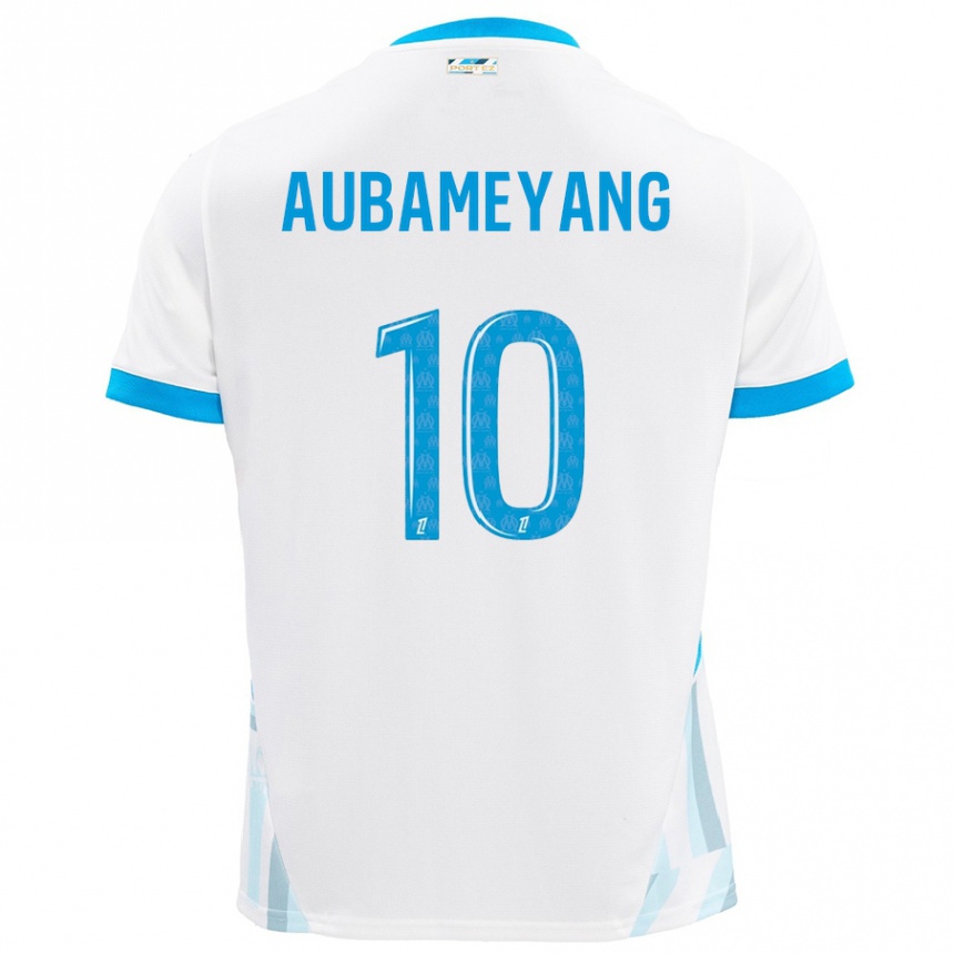 Men Football Pierre-Emerick Aubameyang #10 White Sky Blue Home Jersey 2024/25 T-Shirt Uk