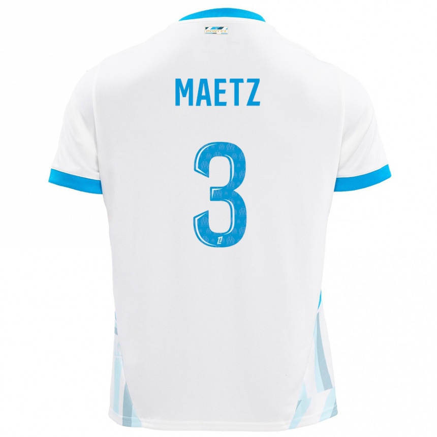 Men Football Agathe Maetz #3 White Sky Blue Home Jersey 2024/25 T-Shirt Uk