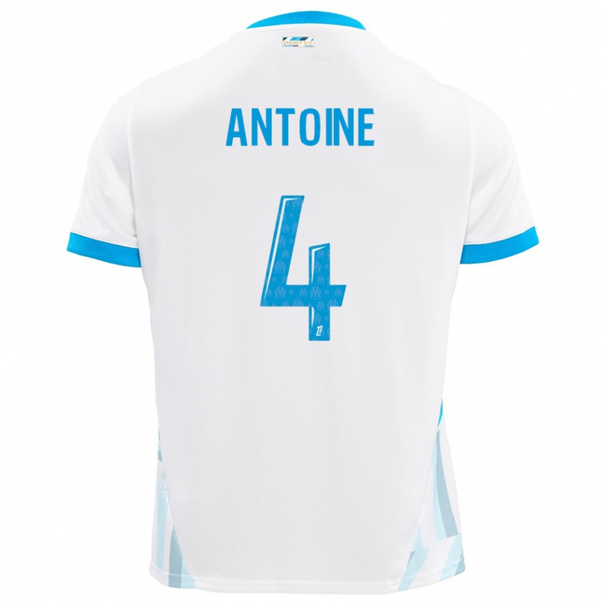 Men Football Maud Antoine #4 White Sky Blue Home Jersey 2024/25 T-Shirt Uk