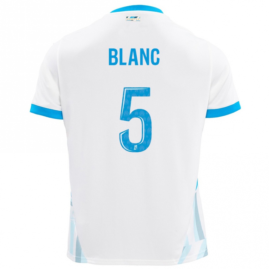 Men Football Amandine Blanc #5 White Sky Blue Home Jersey 2024/25 T-Shirt Uk